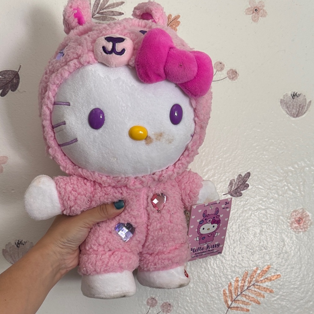 Hello Kitty Plush in Pink Bear Outfit